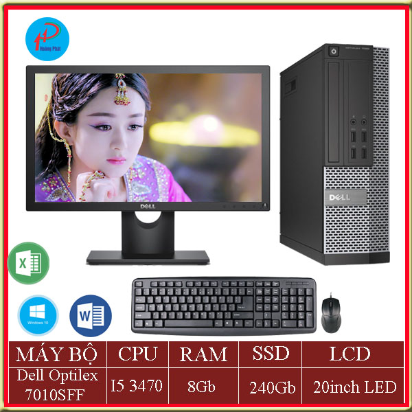 Máy Tính Đồng Bộ Dell Optiplex 7010SFF - I3 3240, Ram 8GB, SSD 240GB, LCD 20 Inch LED