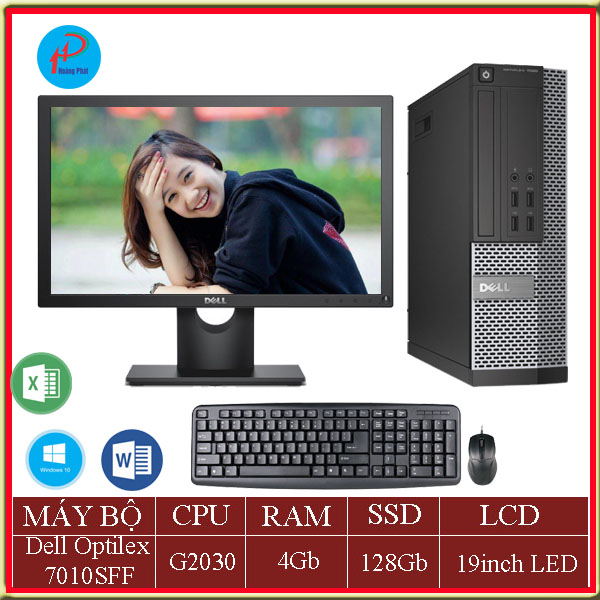 Máy Tính Đồng Bộ Dell Optiplex 7010SFF - G2030, Ram 4GB, SSD 128GB, LCD 19 inch LED