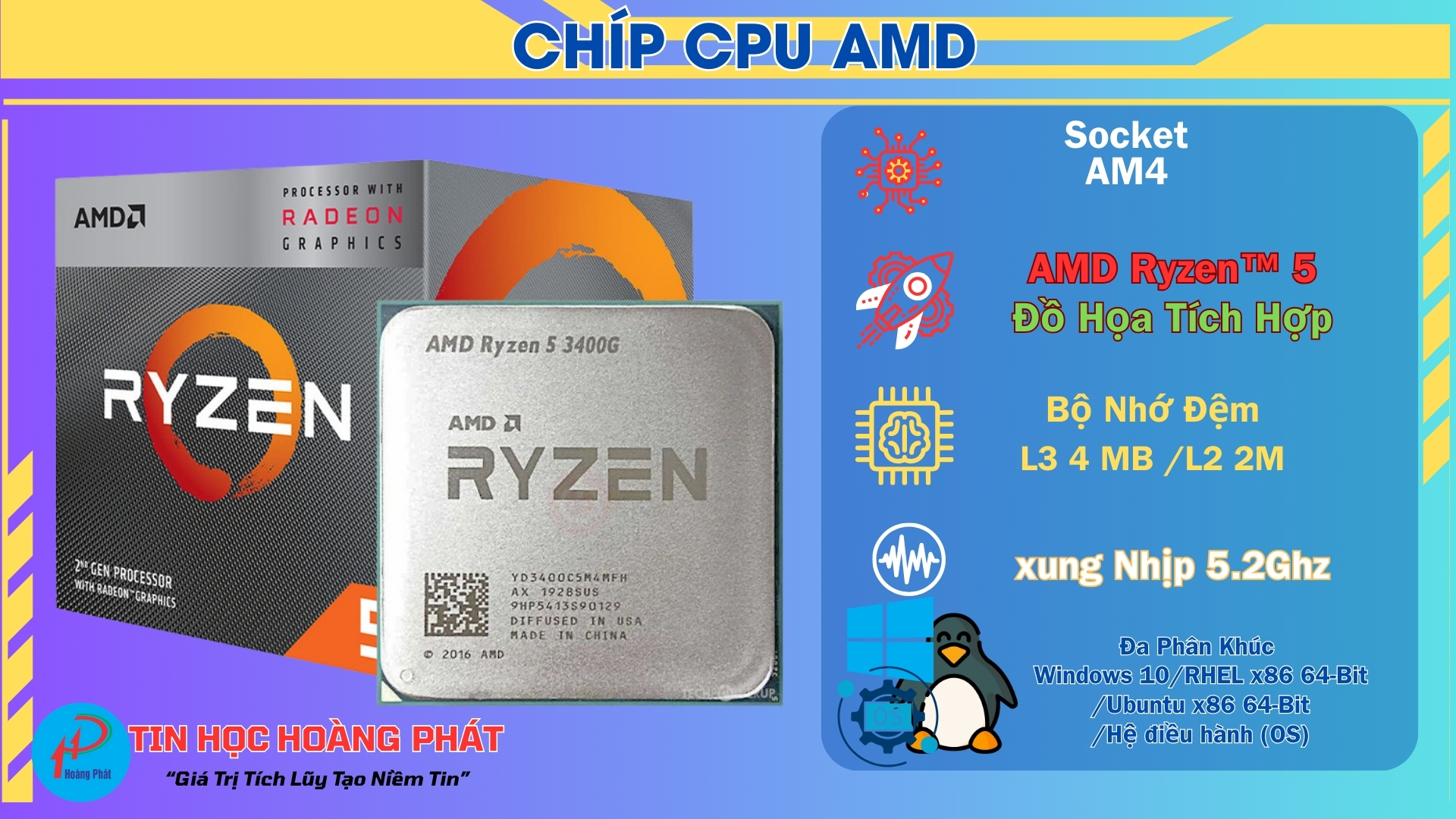 PC chơi game - CPU AMD Ryzen 5 3400G