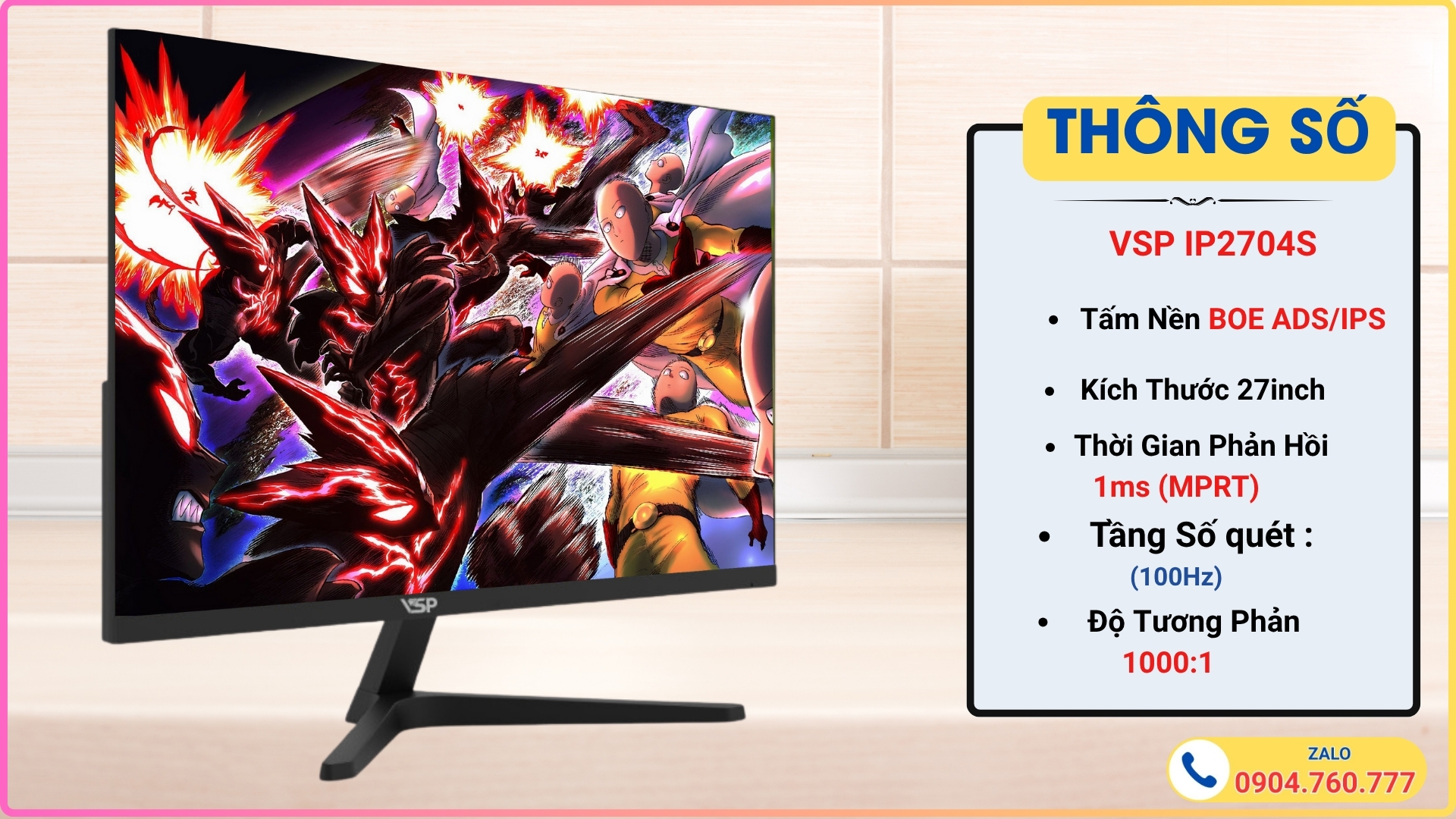 Màn hình VSP IP2704S IPS (27inch / IPS / FHD / 100Hz / 1ms) 7 VSP 2704S 1