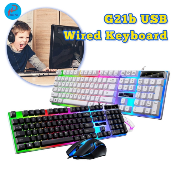 Combo bàn phím chuột G21B Chuyên Game | Giả Cơ | LEB | TRắng / Đen 7 Combo bàn phím chuột G21B giả cơ LED